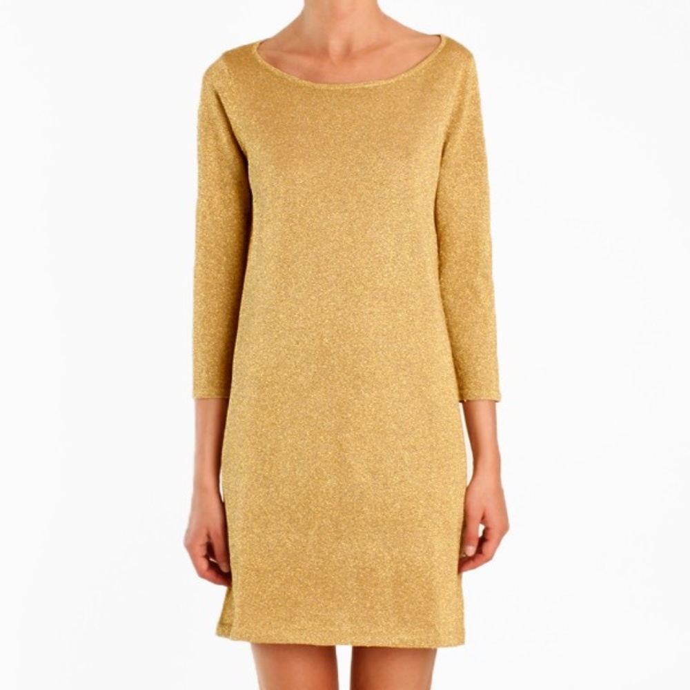 Tibi Gold Metallic Sweater Dress Size Medium